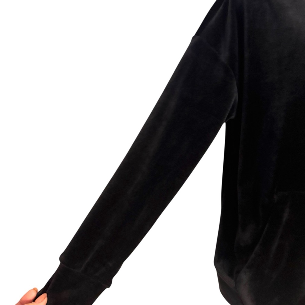 NWT GreenTea Midnight Black Velour Hoodie MEDIUM #7 - Picture 4 of 12